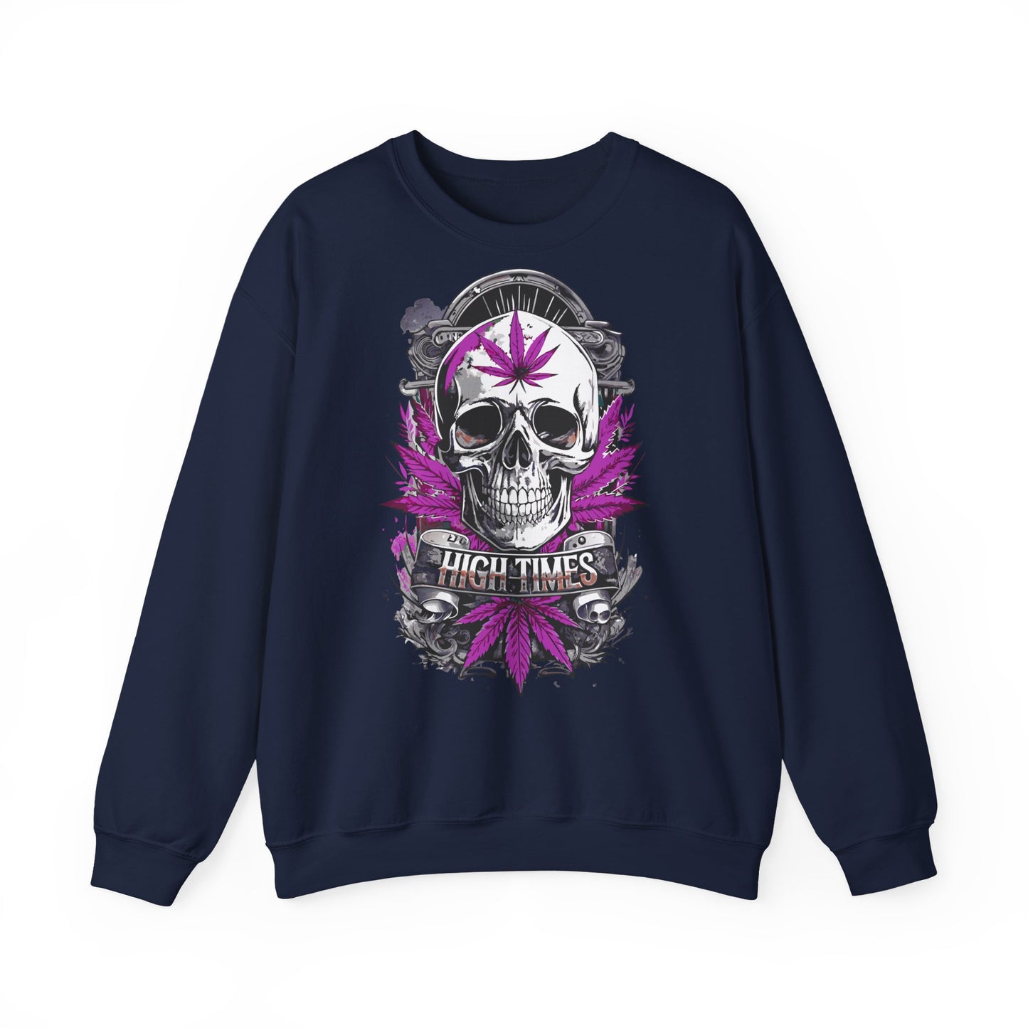 Skull & Purple Cannabis Leaf- "High Times" Graphic Sweatshirt
