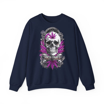 Skull & Purple Cannabis Leaf- "High Times" Graphic Sweatshirt