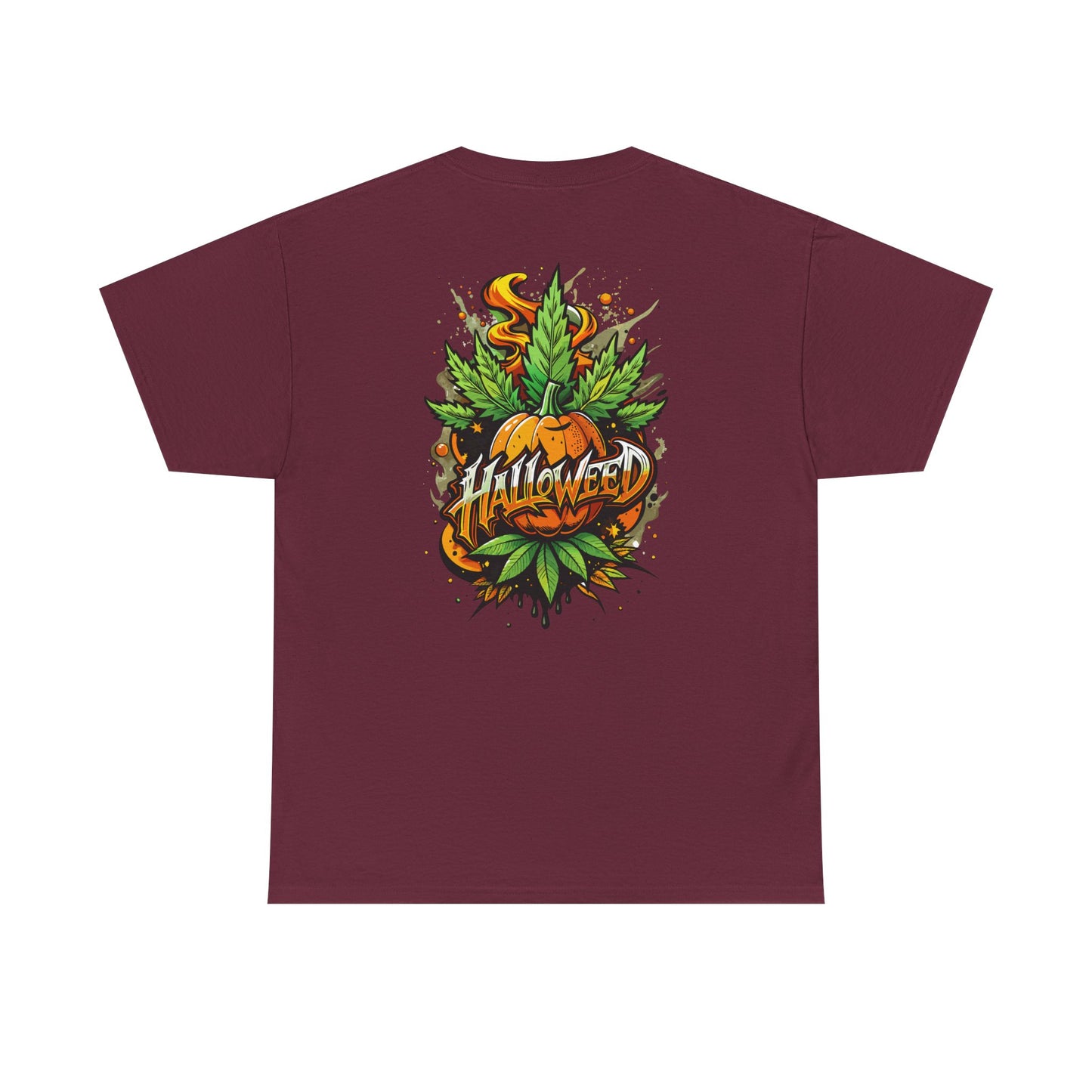 Hallowed Harvest Tee — Halloween Mask & Pumpkin Graphic T-Shirt