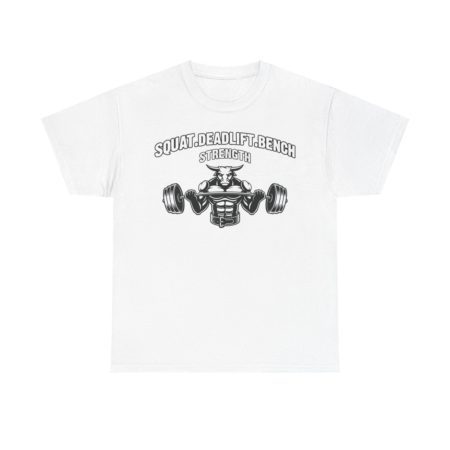 Strength Training Unisex Heavy Cotton Tee - Squat, Deadlift, Bench Design