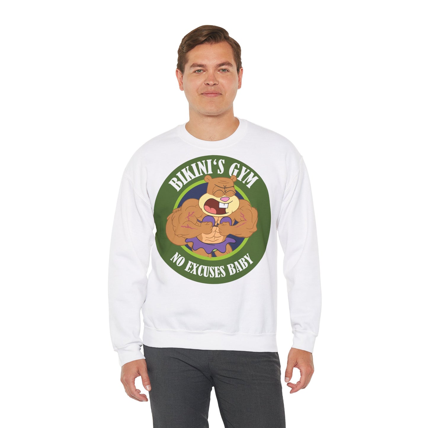 Bikini's Gym No Excuses Unisex Heavy Blend™ Crewneck Sweatshirt for Fitness Enthusiasts