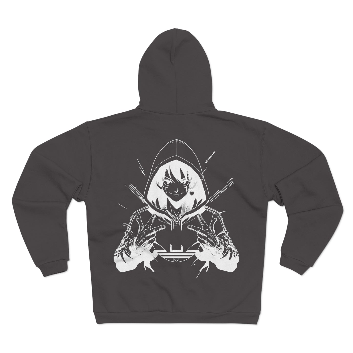 White Graphic Power Unisex Hooded Zip Sweatshirt