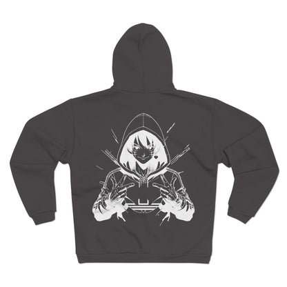 White Graphic Power Unisex Hooded Zip Sweatshirt