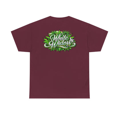 White Widow Graphic Tee — Cannabis Leaf Logo T-Shirt