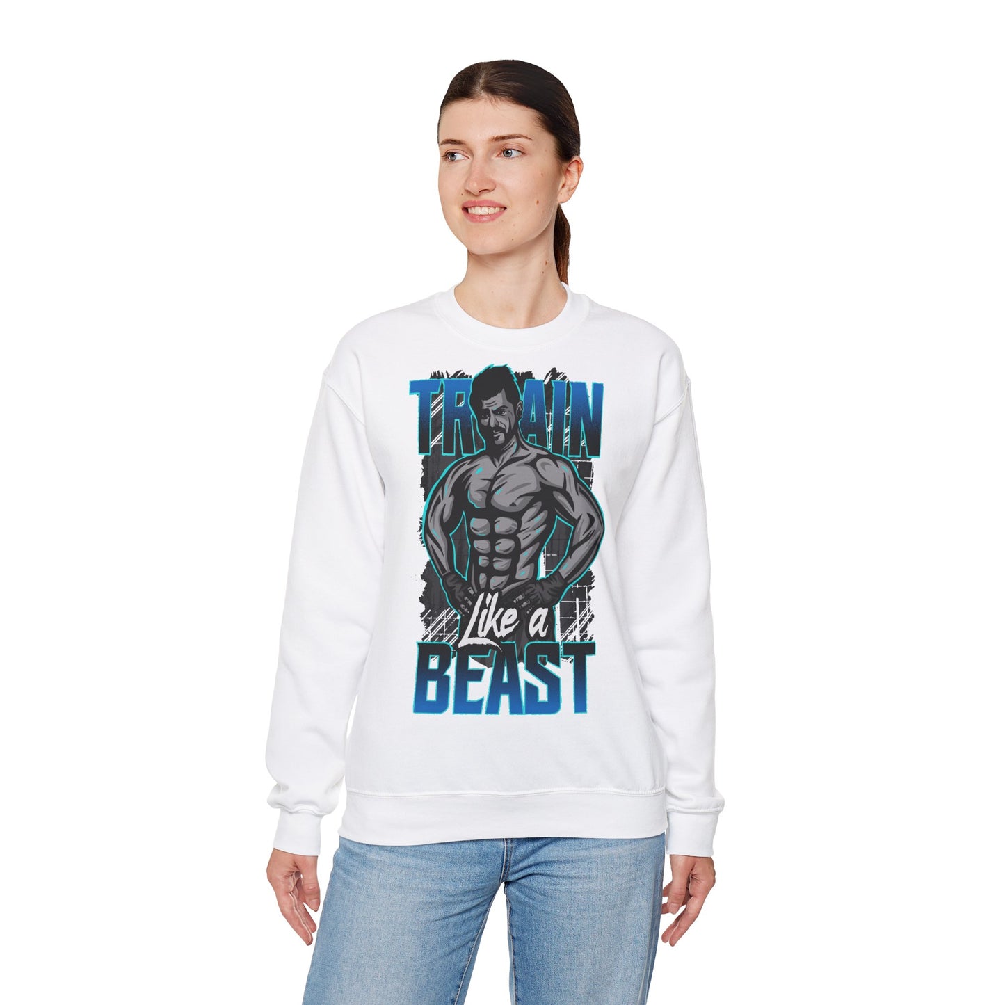 Train Like a Beast Unisex Heavy Blend™ Crewneck Sweatshirt - Fitness Motivation Apparel