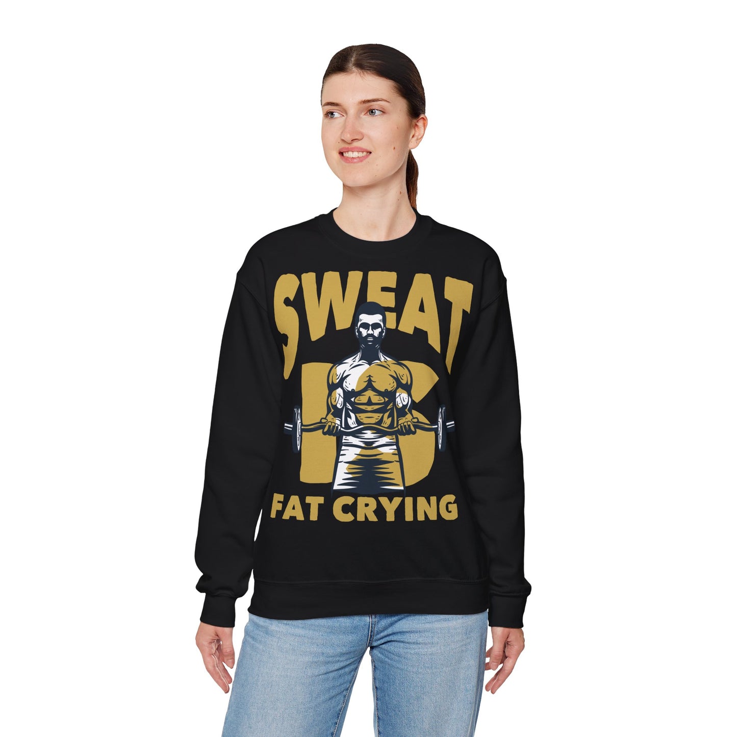 Motivational Unisex Heavy Blend™ Crewneck Sweatshirt - "Sweat Fat Crying"