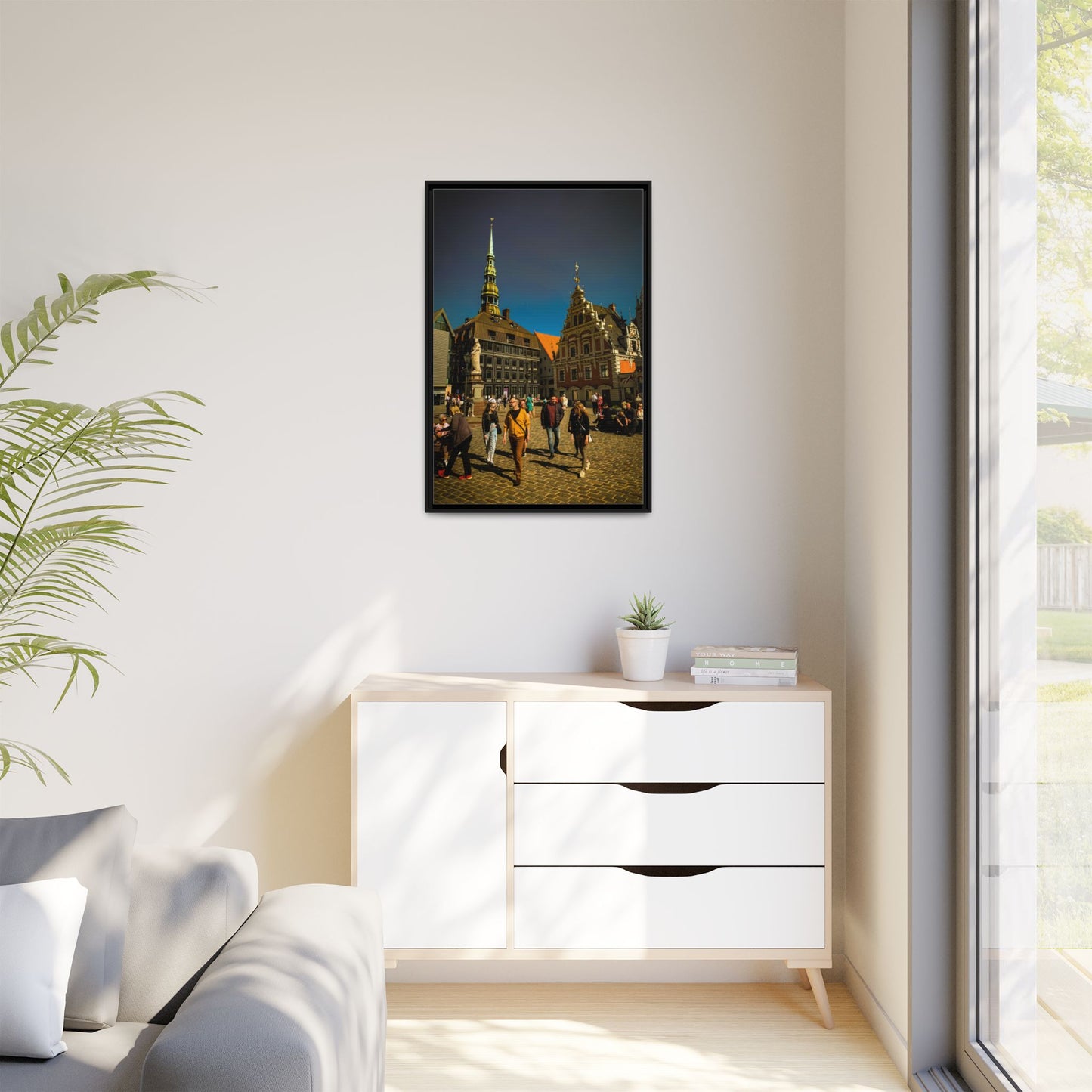 Riga Old Town Matte Canvas, Framed (Multi-color)