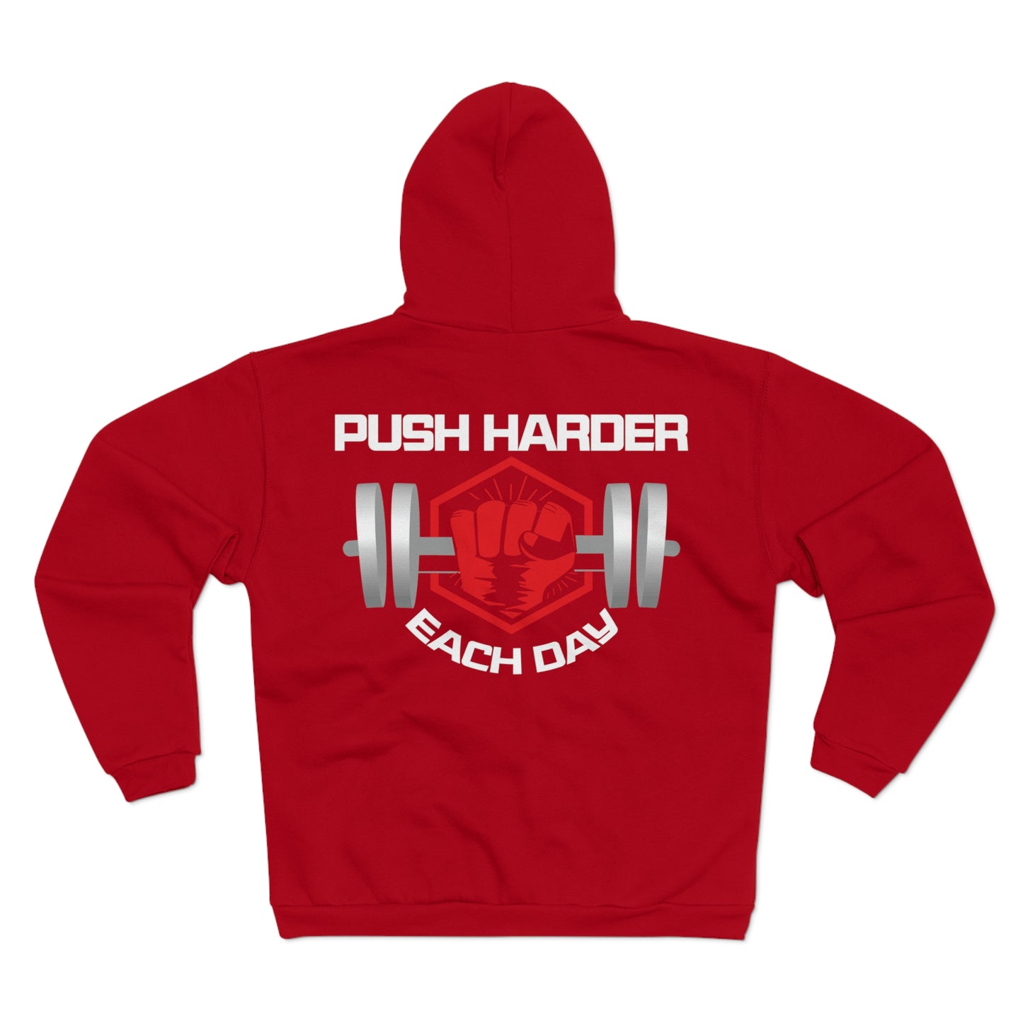 Motivational Unisex Zip Sweatshirt - 'Push Harder Each Day' Fitness Hoodie
