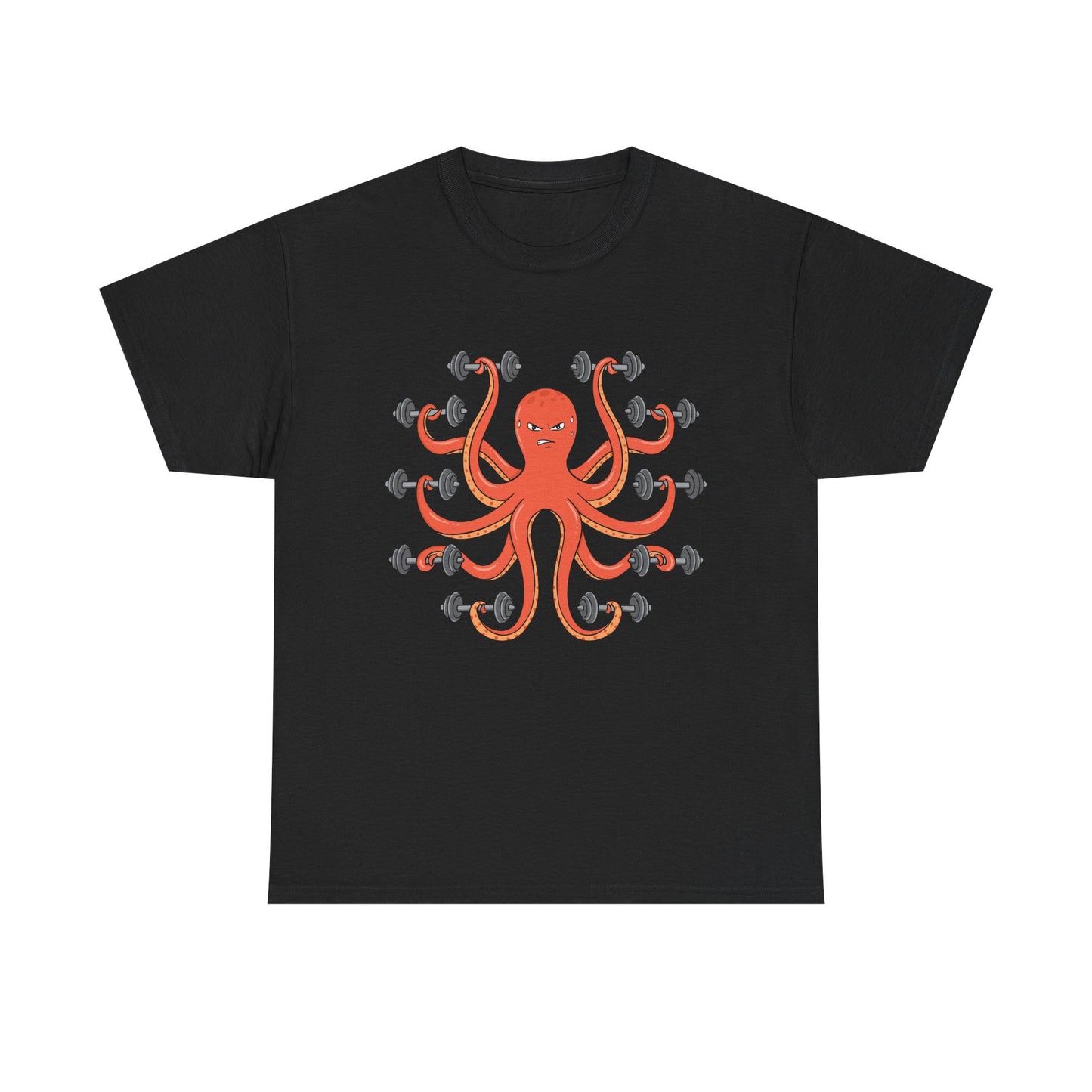 Gym Octopus Unisex Heavy Cotton Tee - Funny Fitness Shirt Black