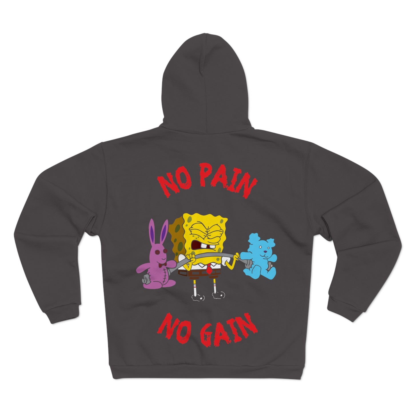 SpongeBob No Pain No Gain Hoodie - Unisex Zip Sweatshirt for Fun & Fitness Lovers