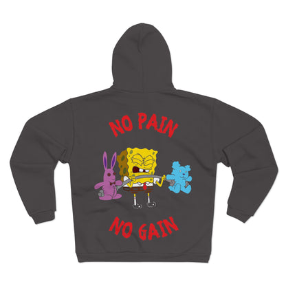 SpongeBob No Pain No Gain Hoodie - Unisex Zip Sweatshirt for Fun & Fitness Lovers