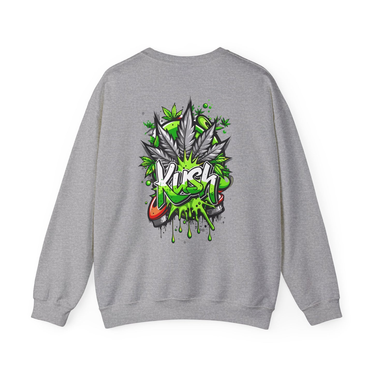 Kush Graffiti Sweatshirt — Green Cannabis Leaf Street Art