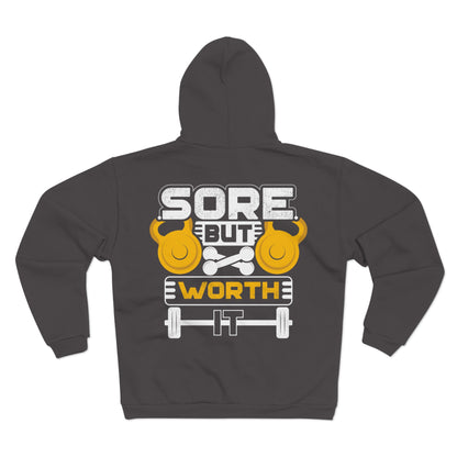 Sore But Worth It Workout Unisex Hooded Zip Sweatshirt