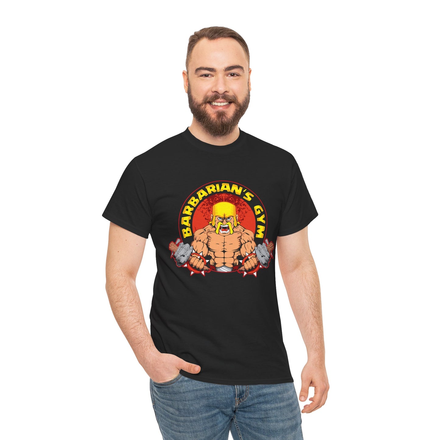 Barbarian's Gym Heavy Cotton Tee - Unisex Fitness Shirt for Gym Lovers Black