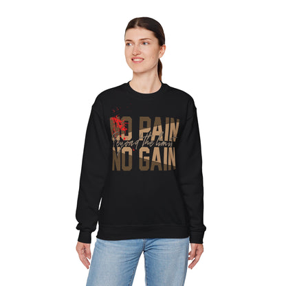 Motivational No Pain No Gain Crewneck Sweatshirt for Fitness Enthusiasts