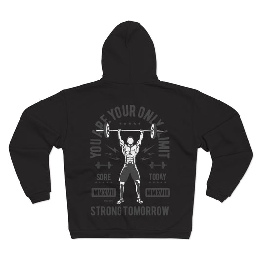 Motivational Fitness Hoodie - "You Are Your Only Limit" Unisex Hooded Zip Sweatshirt