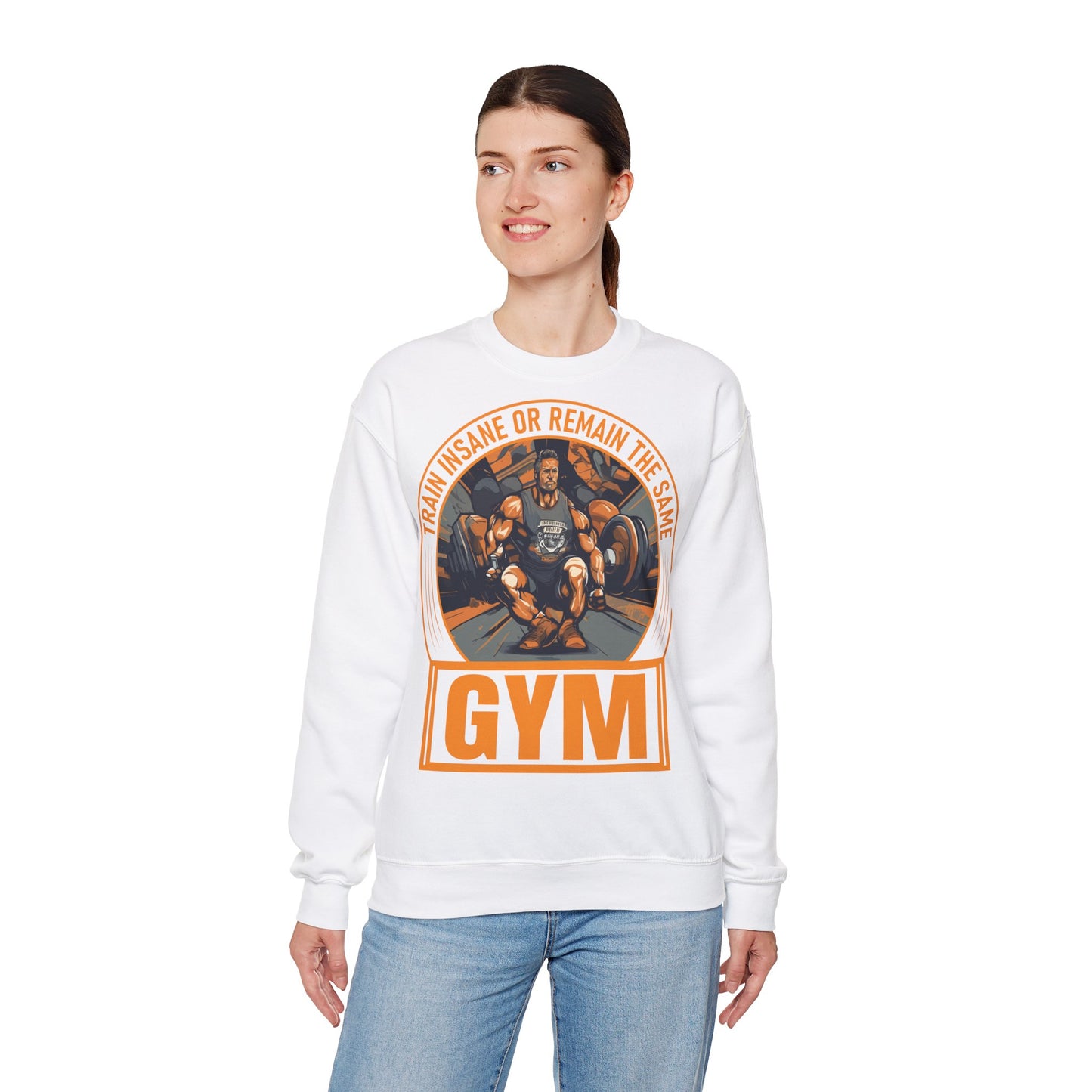 Unisex Heavy Blend™ Crewneck Sweatshirt - 'Train Insane or Remain the Same' Gym Motivation
