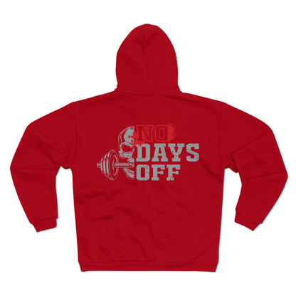 No Days Off Unisex Hooded Zip Sweatshirt for Fitness Enthusiasts