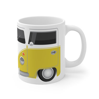Vintage VW Bus Ceramic Coffee Mug - 11oz & 15oz - Perfect for Auto Enthusiasts Yellow