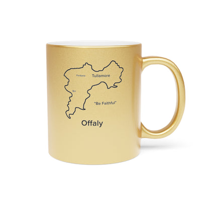 Offaly County Metallic Colour Mug - Silver/Gold - Perfect Gift for Coffee Lovers