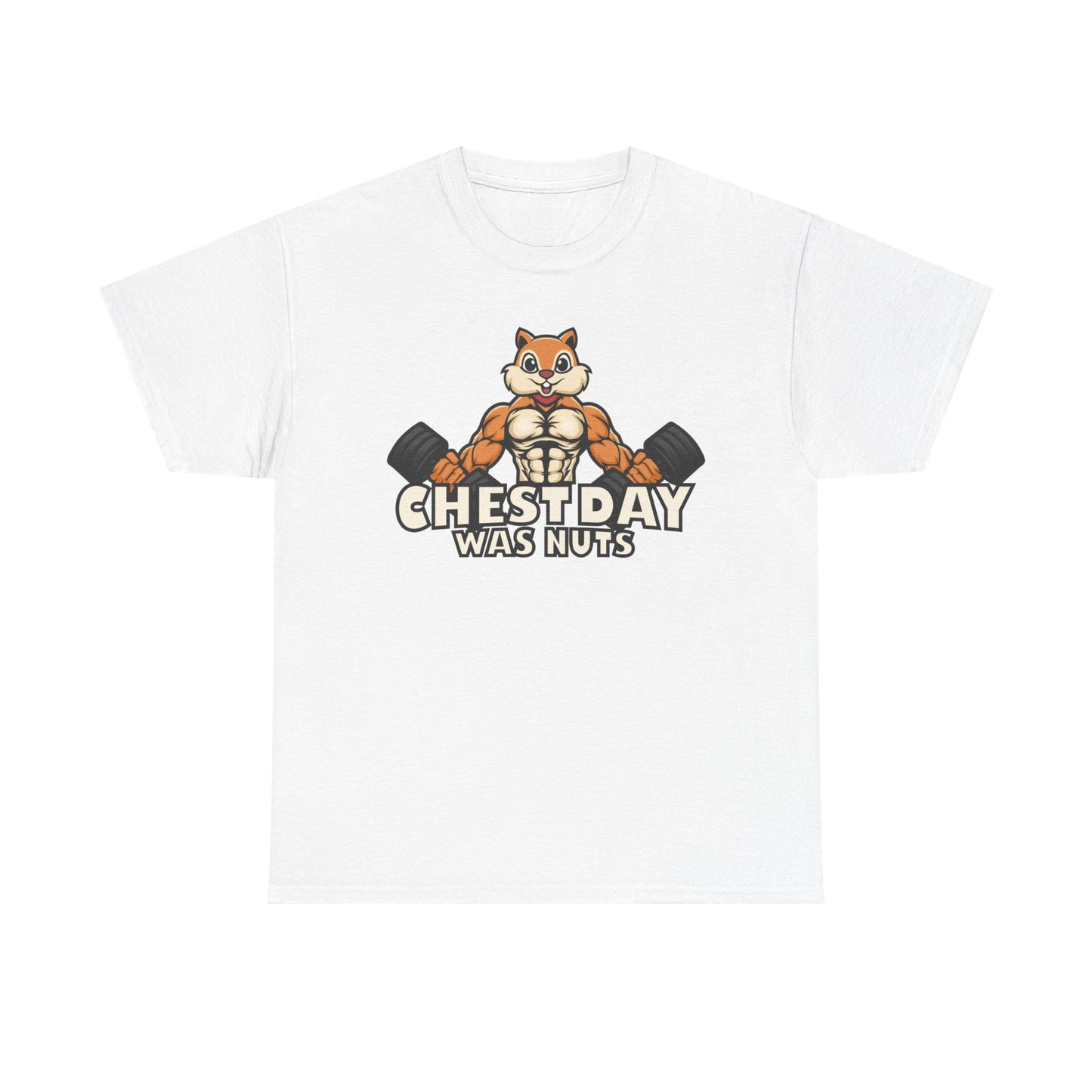 Funny Gym Tee - "Chestday Was Nuts" Unisex Heavy Cotton T-Shirt
