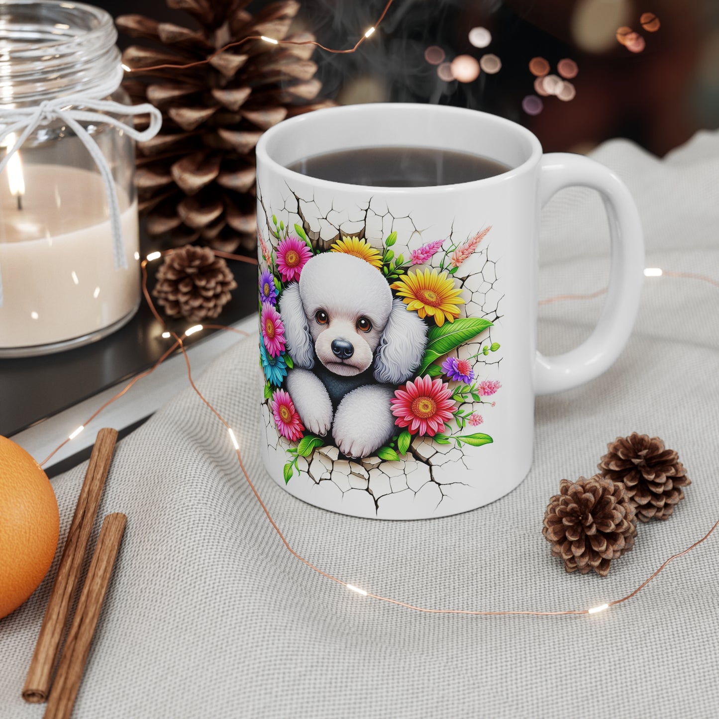 Cute Floral Panda & Poodle Ceramic Coffee Mug – 11oz & 15oz for Animal Lovers