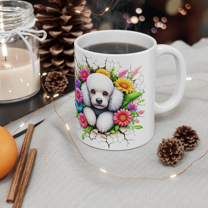 Cute Floral Panda & Poodle Ceramic Coffee Mug – 11oz & 15oz for Animal Lovers