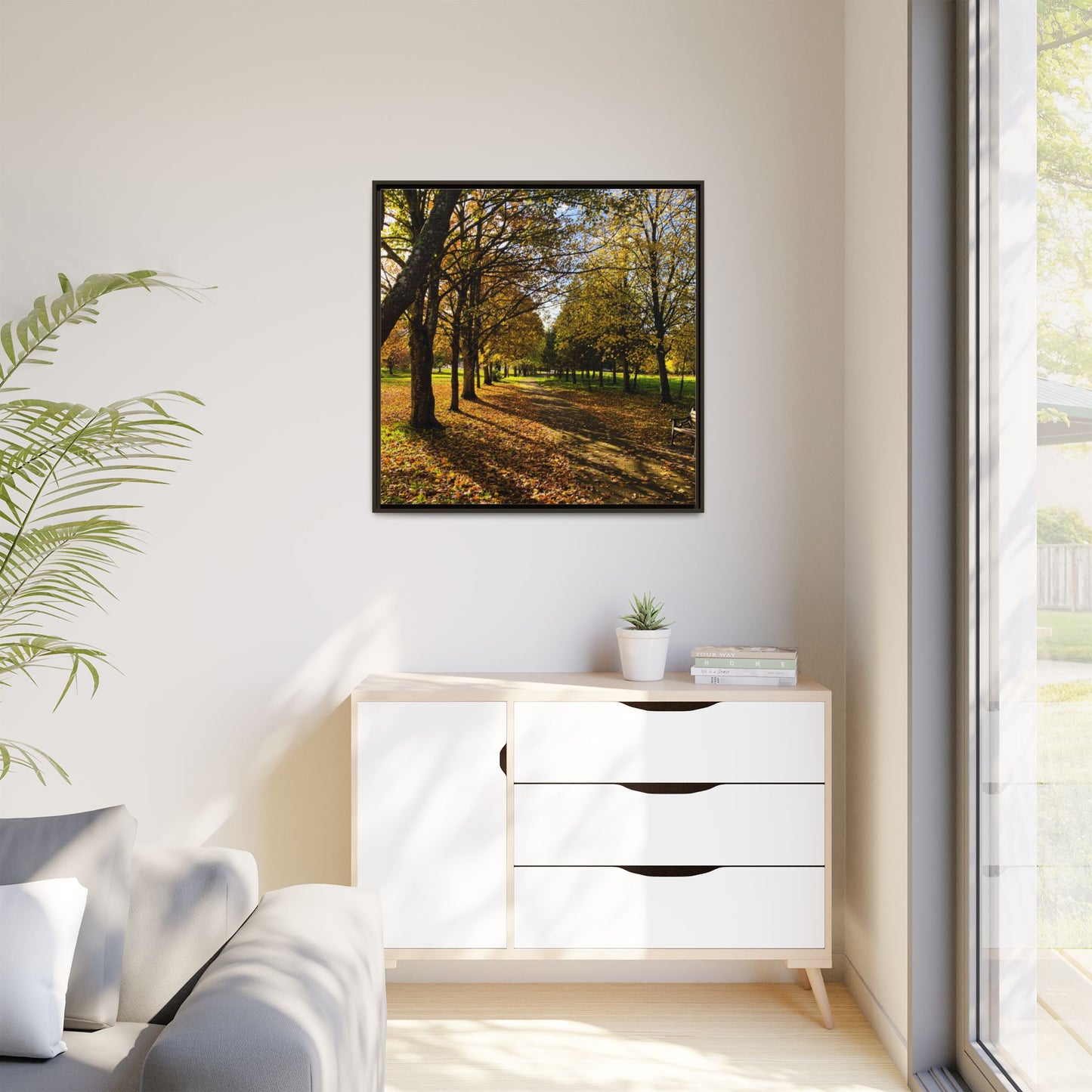 Listowel town Park Autumn Matte Canvas, Framed (Multi-color)