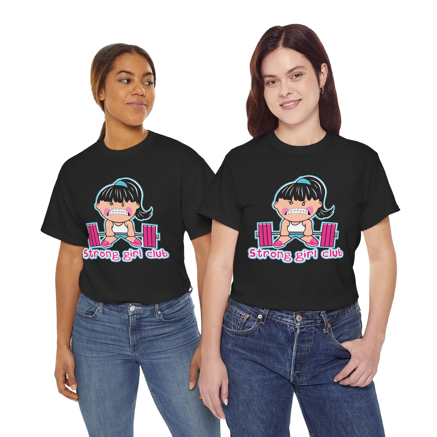 Strong Girl Club Unisex Heavy Cotton Tee - Empowering Workout Shirt Black