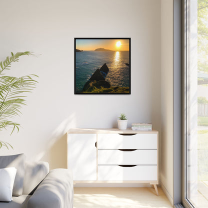 Dunquin Pier Sunset 2 Matte Canvas, Framed (Multi-color)