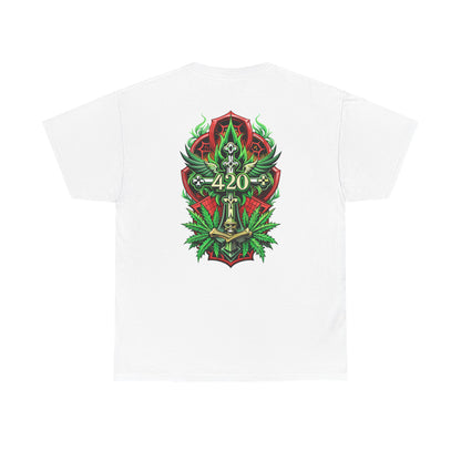 420 Cannabis Shield T-Shirt – Marijuana Leaf Stoner Graphic Tee