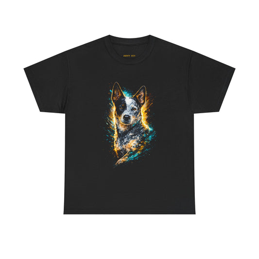 Dog Portrait T-Shirt — Galactic Blue Heeler Illustration Tee