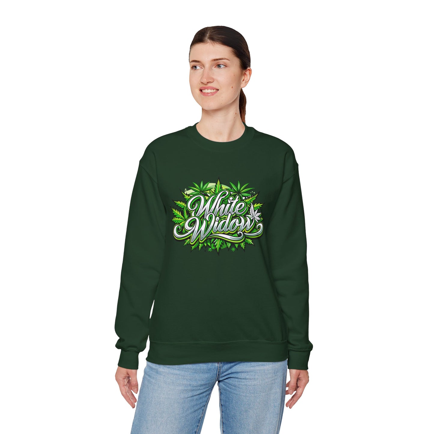 White Widow Graphic  — Cannabis Leaf Logo Sweatshirt
