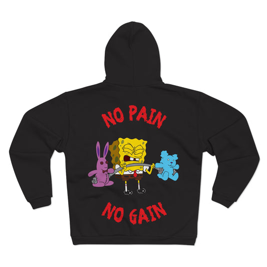 SpongeBob No Pain No Gain Hoodie - Unisex Zip Sweatshirt for Fun & Fitness Lovers