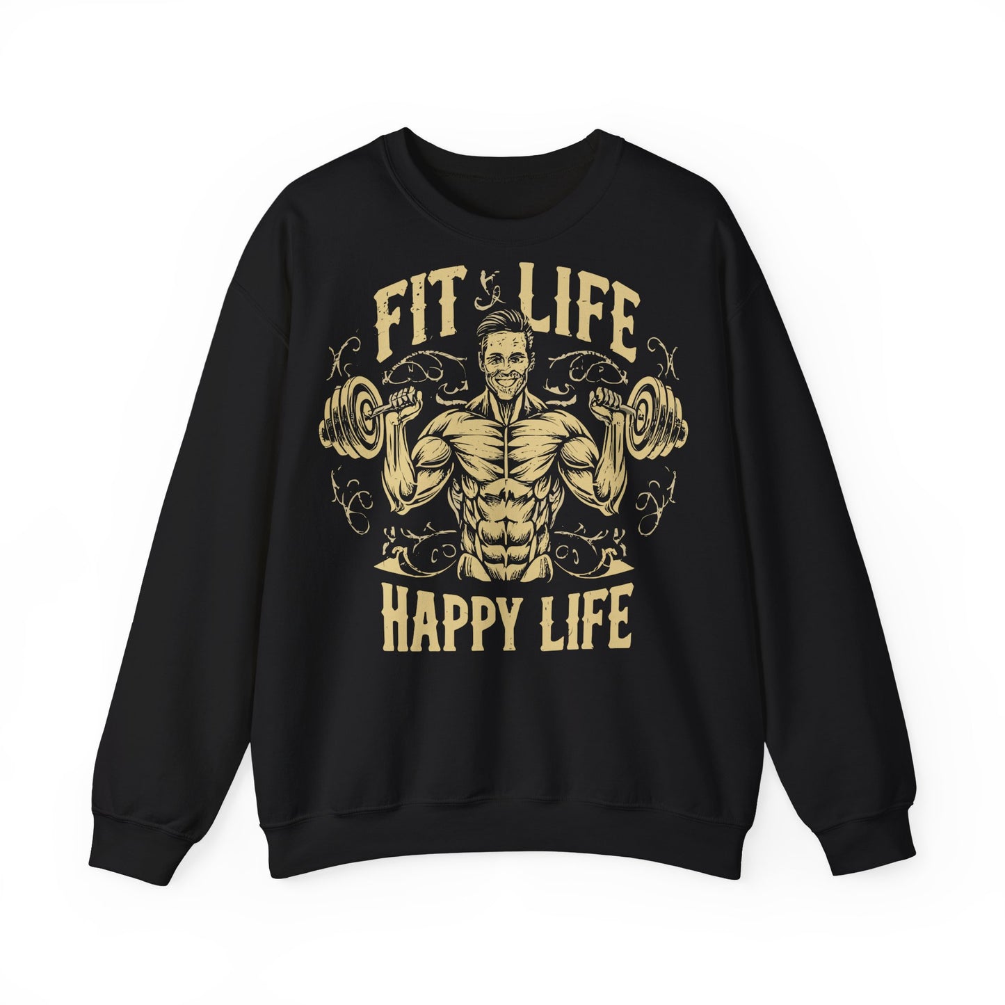 Fit Life Happy Life Unisex Heavy Blend™ Crewneck Sweatshirt - Perfect for Fitness Enthusiasts