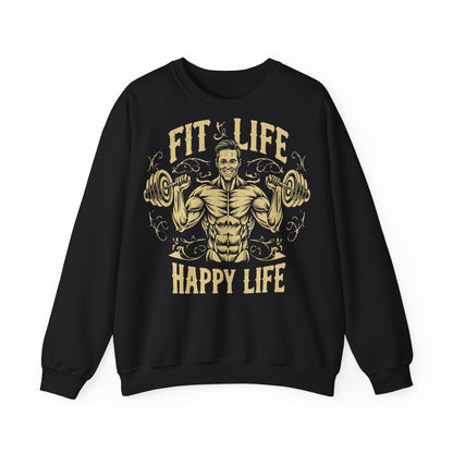 Fit Life Happy Life Unisex Heavy Blend™ Crewneck Sweatshirt - Perfect for Fitness Enthusiasts