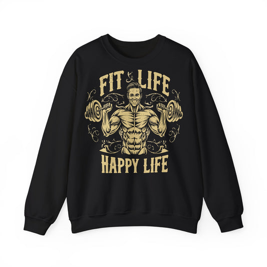 Fit Life Happy Life Unisex Heavy Blend™ Crewneck Sweatshirt - Perfect for Fitness Enthusiasts