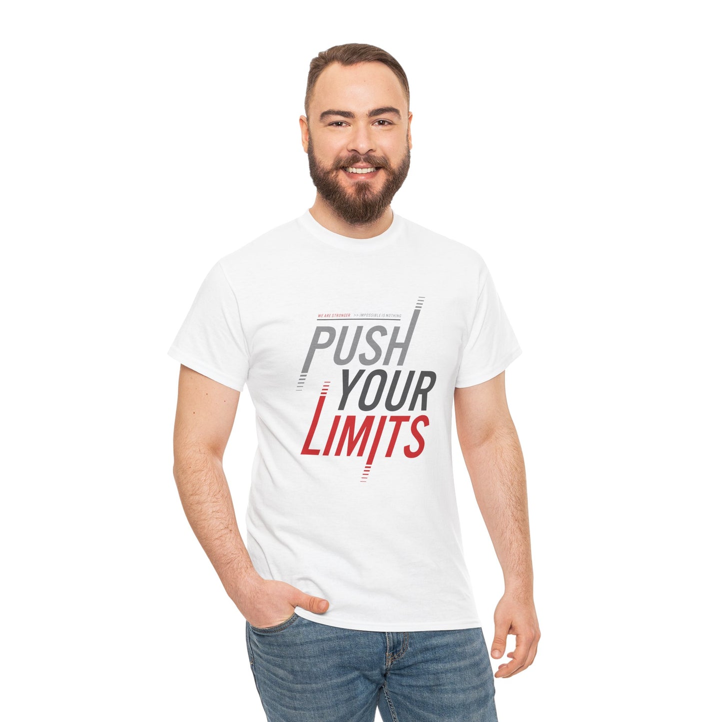 Motivational Unisex Heavy Cotton Tee - "Push Your Limits"
