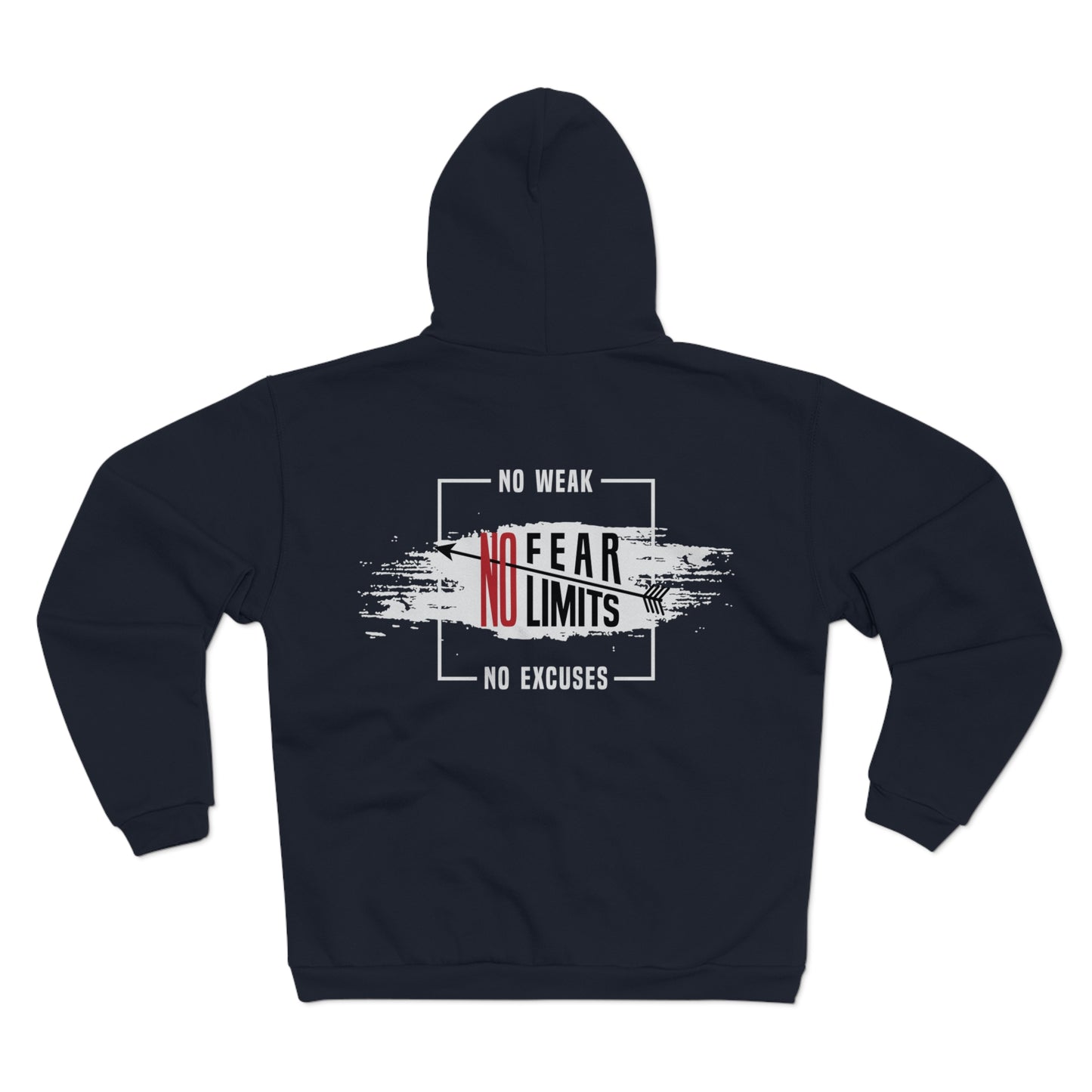 Motivational  Unisex Hooded Zip Sweatshirt- "No Fear, No Limits"