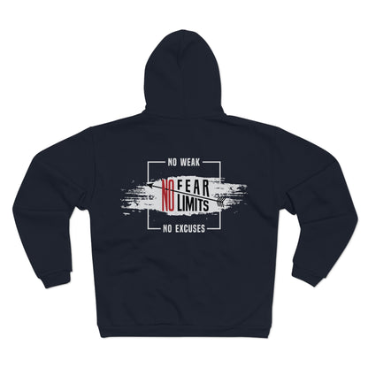 Motivational  Unisex Hooded Zip Sweatshirt- "No Fear, No Limits"