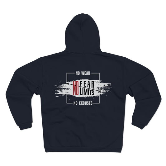 Motivational  Unisex Hooded Zip Sweatshirt- "No Fear, No Limits"