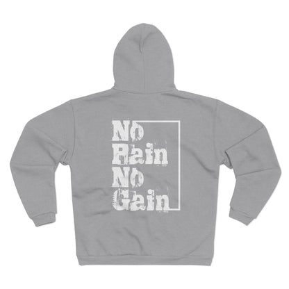 Unisex Hooded Zip Sweatshirt - "No Pain No Gain" Motivational Fitness Jacket