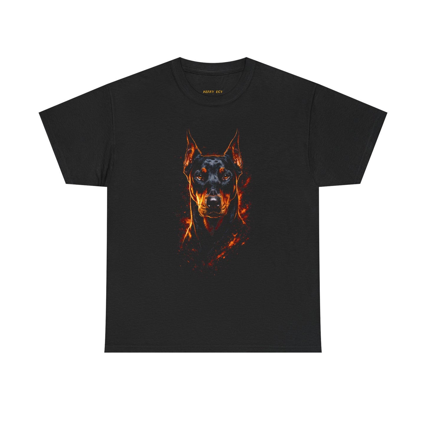 Doberman Flame Graphic Tee — Fiery Doberman Dog Shirt