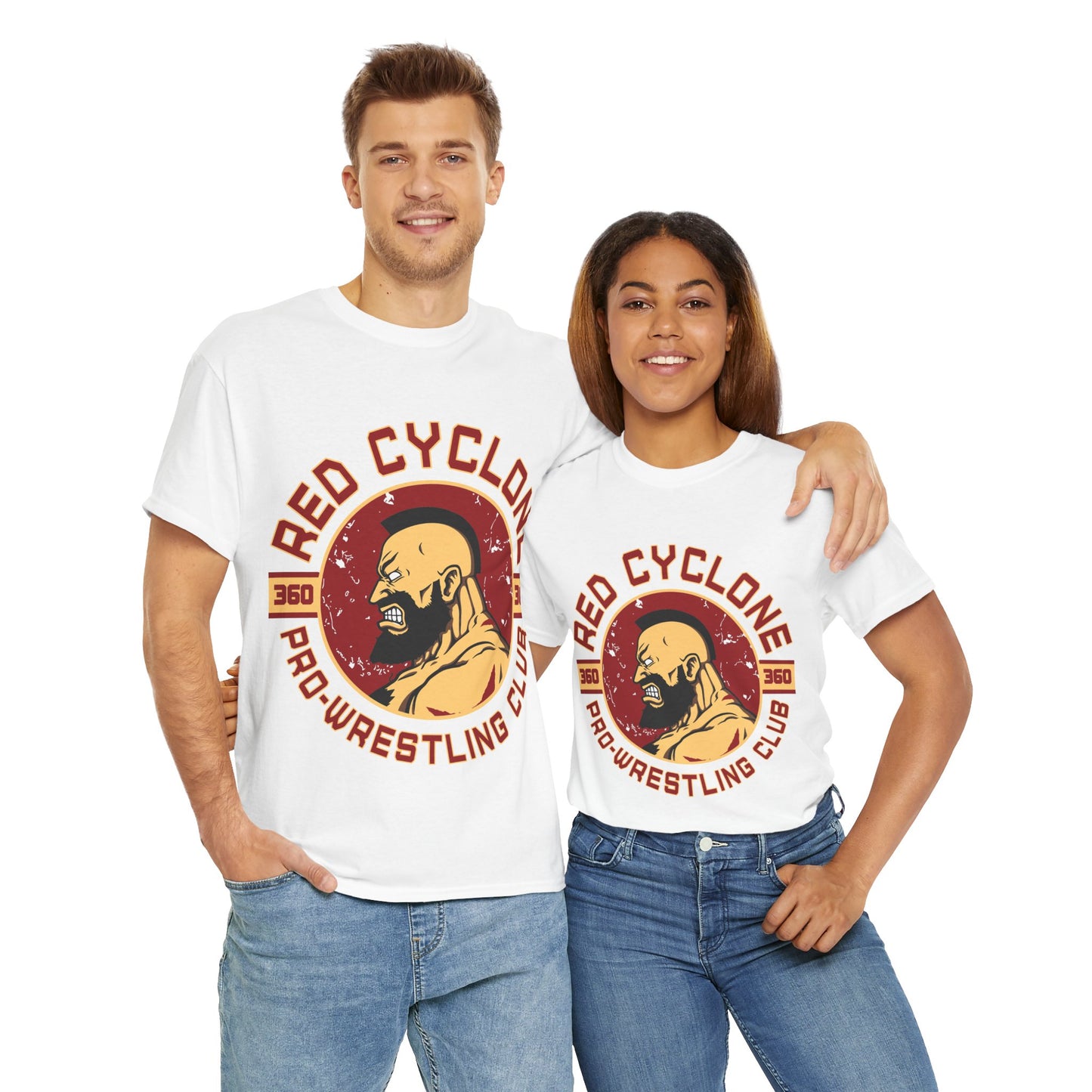 Red Cyclone Pro Wrestling Club Unisex Heavy Cotton Tee - Vintage Sportswear White