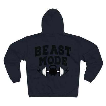 Beast Mode Unisex Hooded Zip Sweatshirt - Perfect for Fitness Enthusiasts