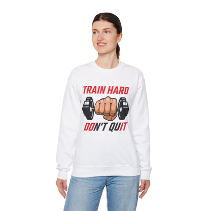 Motivational Fitness Unisex Heavy Blend™ Crewneck Sweatshirt - Train Hard Don't Quit Unisex Heavy Cotton Sweatshirt