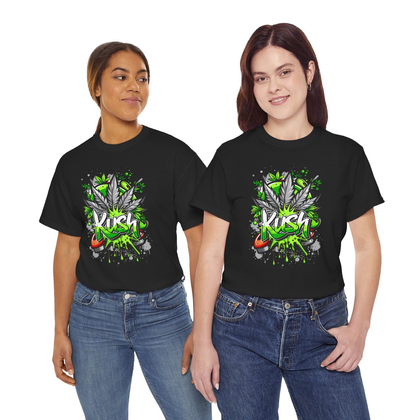 Kush Graffiti T-Shirt — Green Cannabis Leaf Street Art Tee