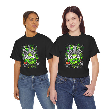 Kush Graffiti T-Shirt — Green Cannabis Leaf Street Art Tee