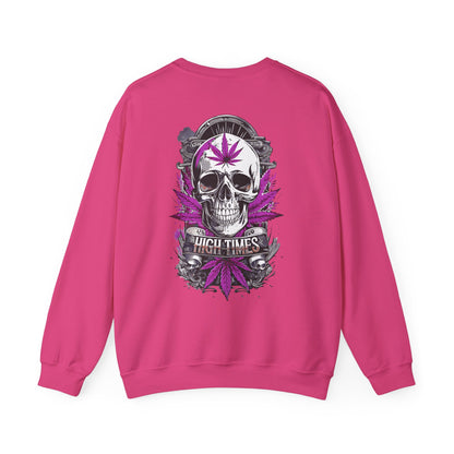 Skull & Purple Cannabis Leaf- "High Times" Graphic Sweatshirt