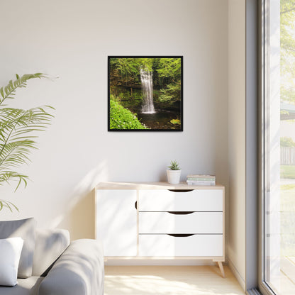 Glacer Waterfall Matte Canvas, Framed (Multi-color)